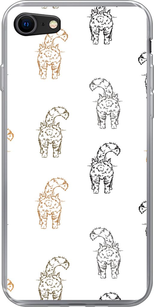MuchoWow Handyhülle Schutzhülle Hülle für Telefoonhoesje iPhone SE 2020 Muster - Kätzchen - Katze - Pastell - Mädchen - Kinder - Kind Silik...