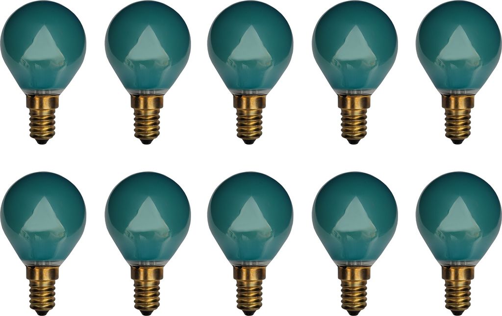 10x Glühlampe Glühbirne Kugel E14 25W 25 Watt Farbe Grün Produktbild 