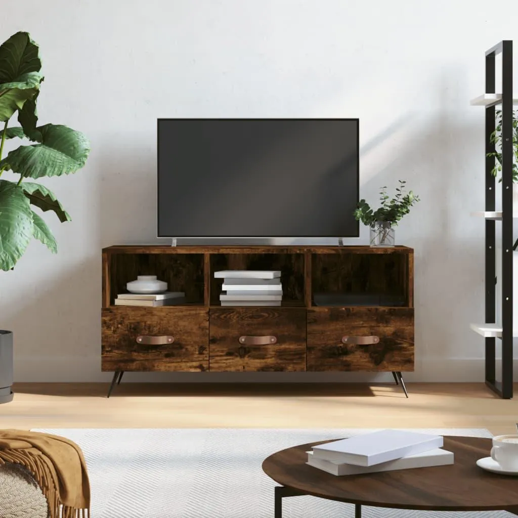 Porta TV Rovere Fumo 102x36x50 cm | Mobile Legno con Ripiani - 2