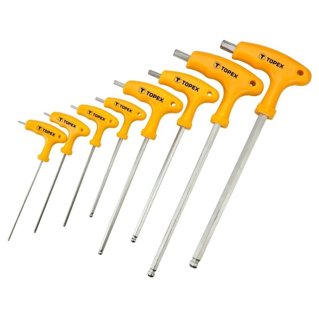 Clés hexagonales TOPEX type "T" 2-10 mm, set de 8 pcs. Image du produit 