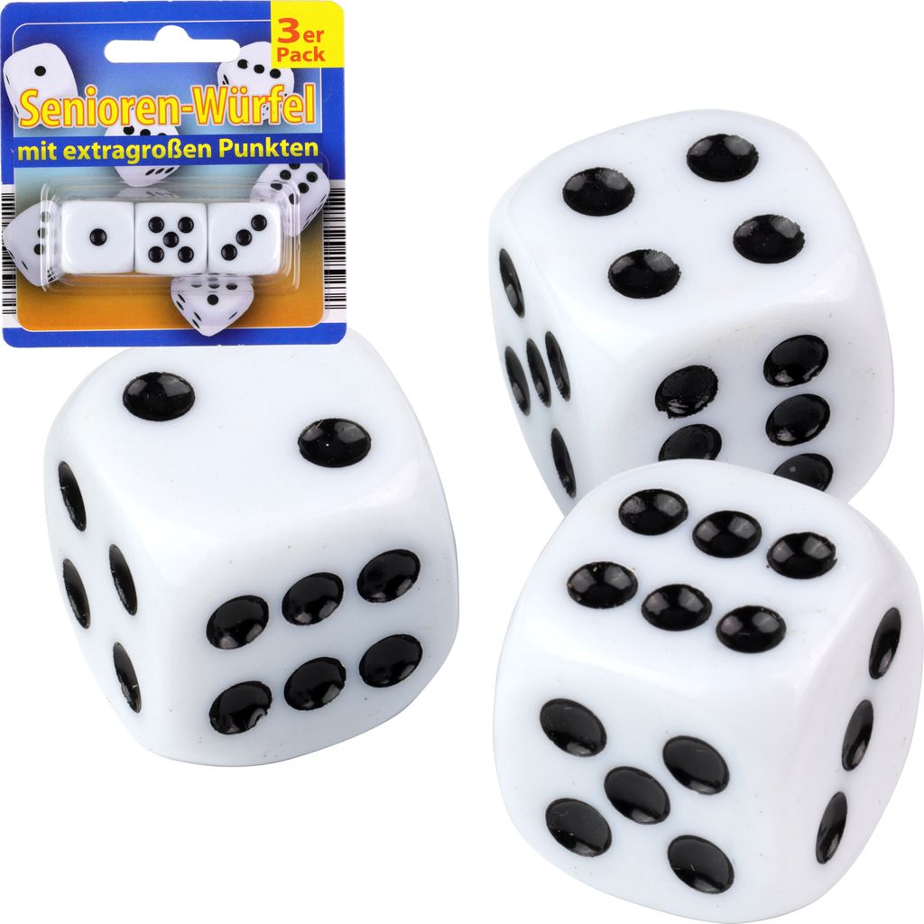 Glas Wuerfel 6x XL Augenwürfel Set – Für Senioren Oder Zum Knobeln Große Spielwürfel