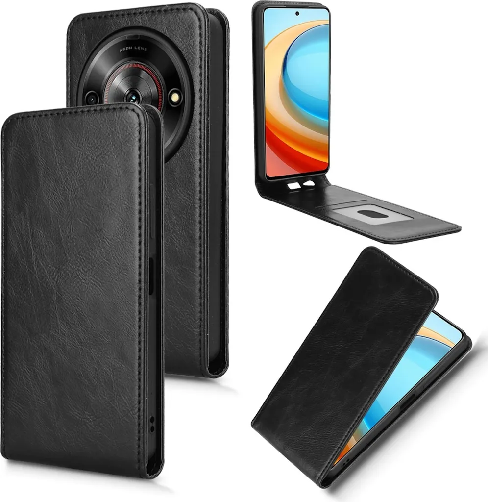 Cover ZTE Blade A75 5G Urban Black | Vertical Flip Pelle Magnetica Top