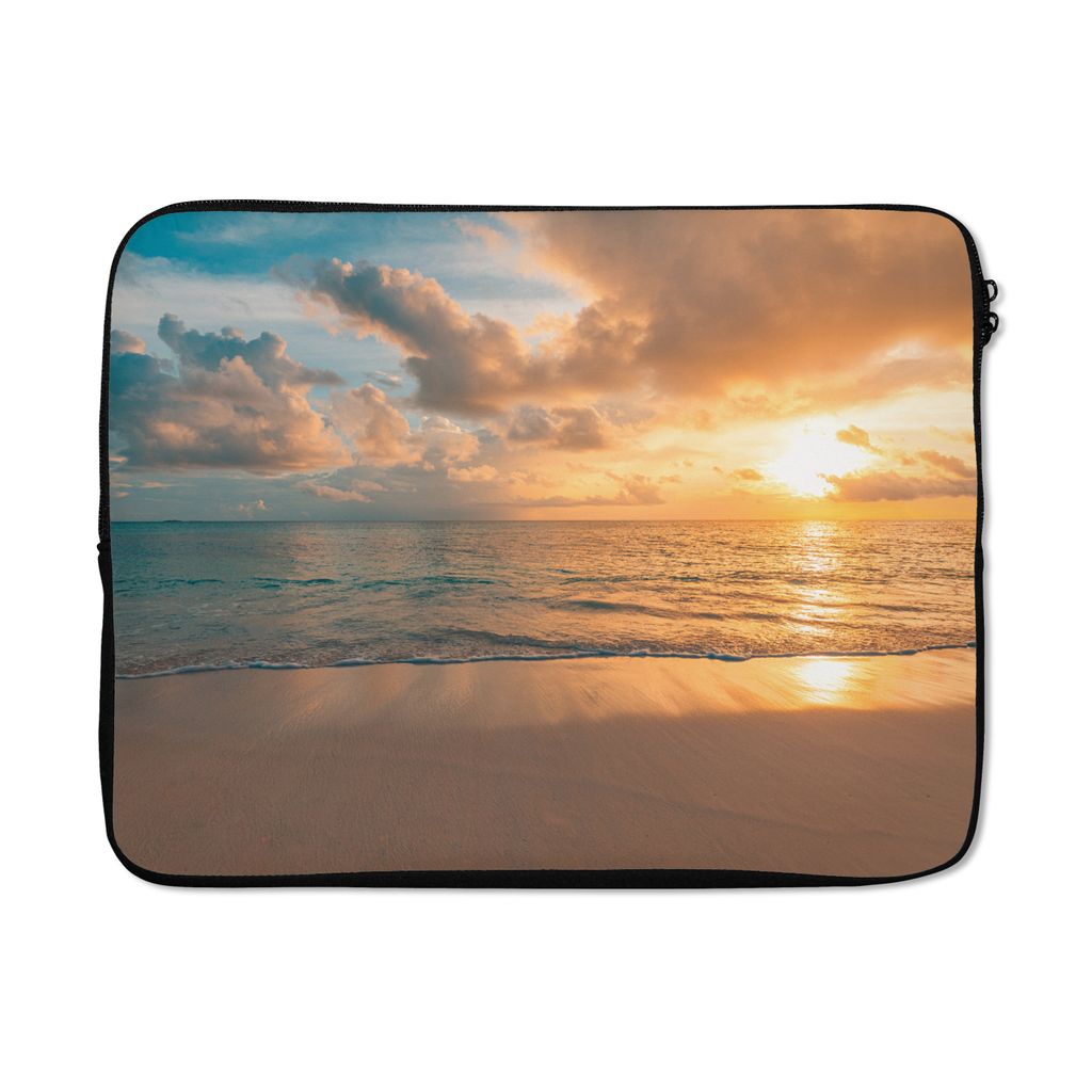 MuchoWow Laptop Hülle 17 Zoll Laptoptasche Strand - Sommer - Sonnenuntergang - Wolken - Meer - Zipper - Schutzabdeckung