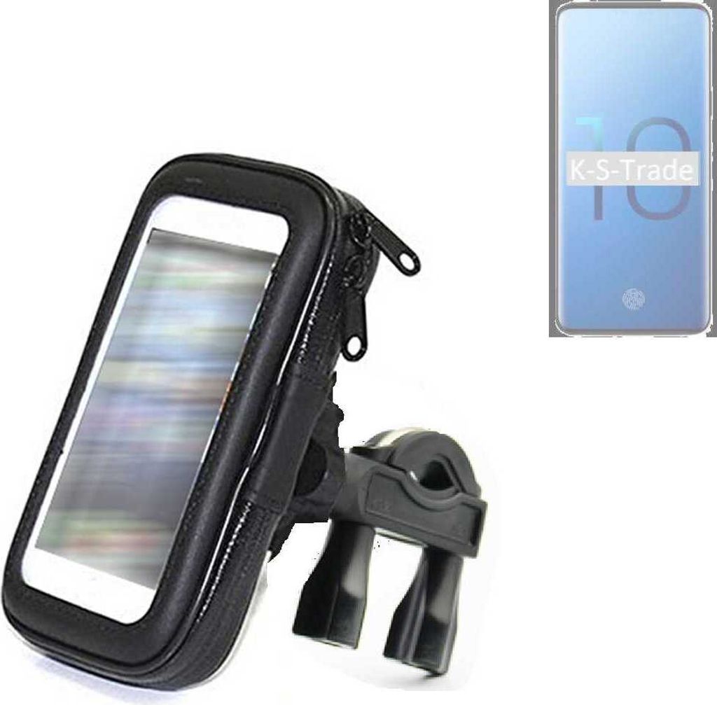 K-S-Trade Fahrrad-Halterung kompatibel mit Samsung Galaxy S10+ Handy-Halterung Halter Lenkstange Fahrradhalterung Motorrad Bike Mount Wasserabweisend
