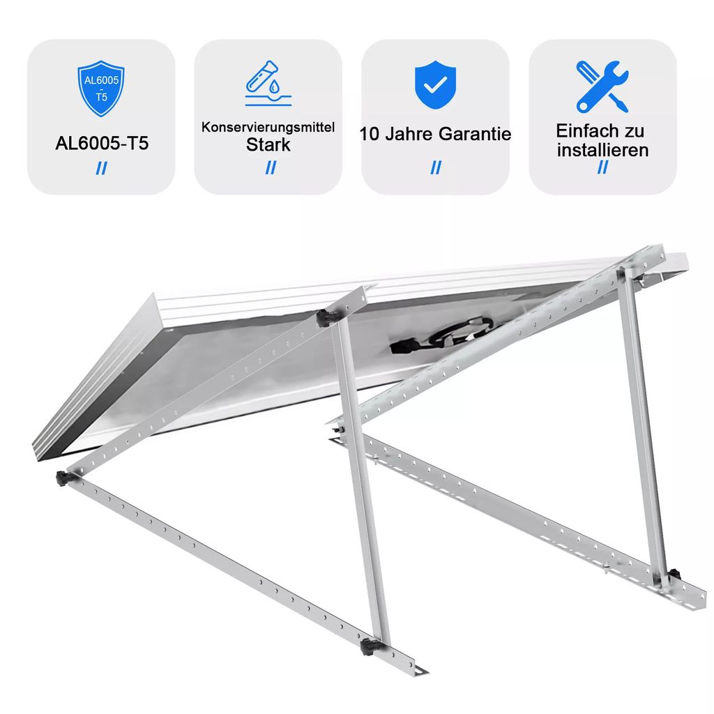 SUPPORTO MODULO SOLARE Fotovoltaico In Set Completo 4 Per Fissaggio Pannello 4x Angolo EUR 10,04 - Foto 4