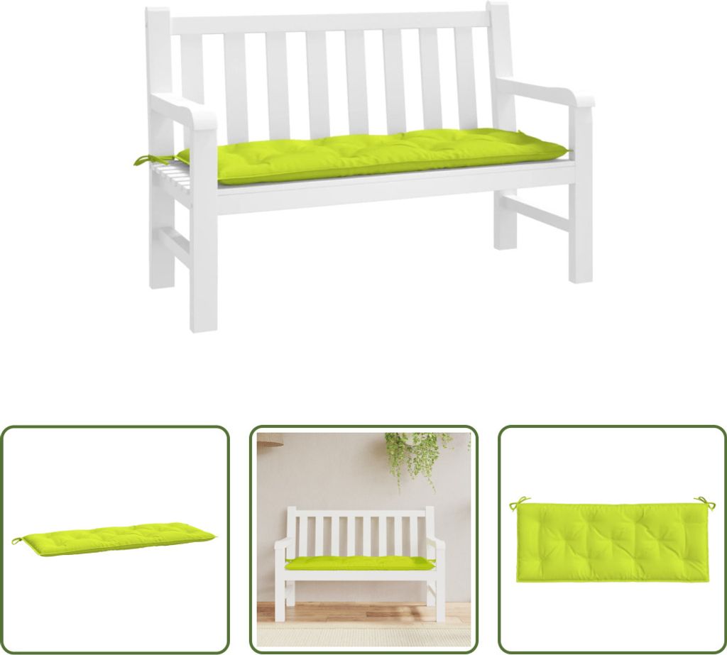 The Living Store Gartenbank-Auflage Hellgrün 120x50x7 cm Oxford-Gewebe