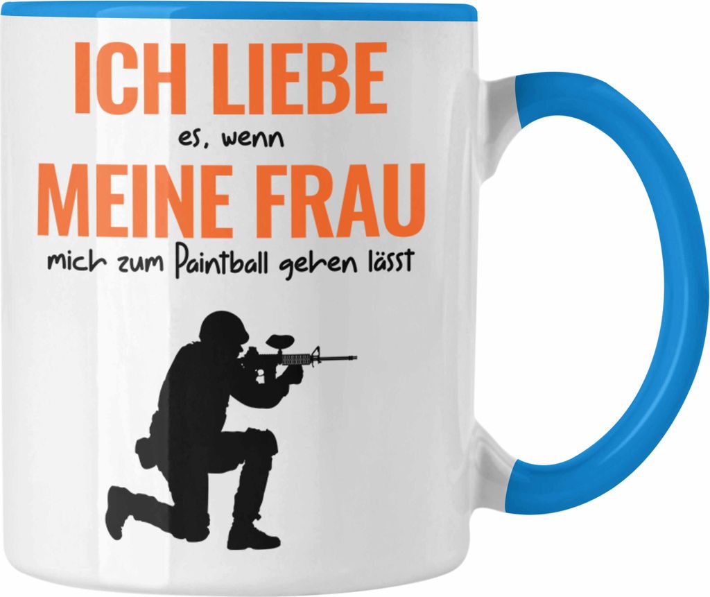 Trendation - Paintball Tasse Geschenk Männer Paintballspieler Geschenkidee Lustig (Blau)