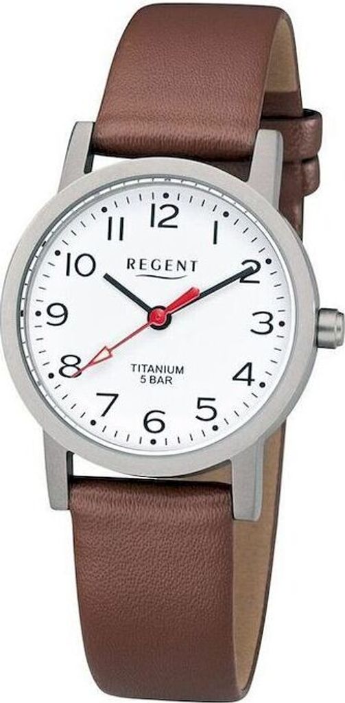 Regent F-1213 Damenuhr Titan Lederband Braun Ø 27 mm Produktbild 