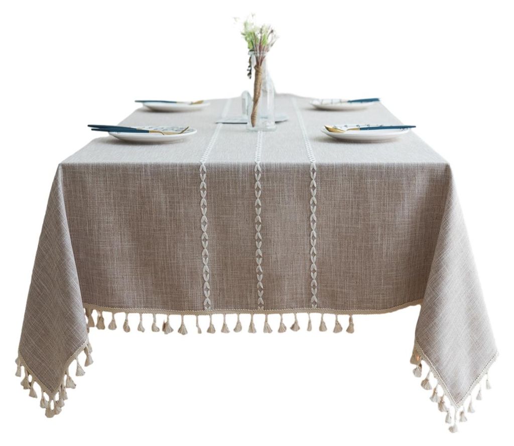 Rustikale Tischdecke, spritzwassergeschützte Tischdecken, Jute-Tischdecken für Küchentische, Tischdecke für rechteckige Tische, graue rechtecki...