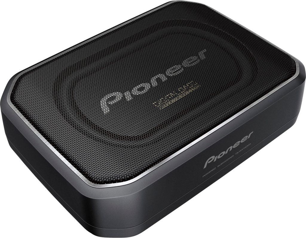 A product shot of a Pioneer subwoofer.