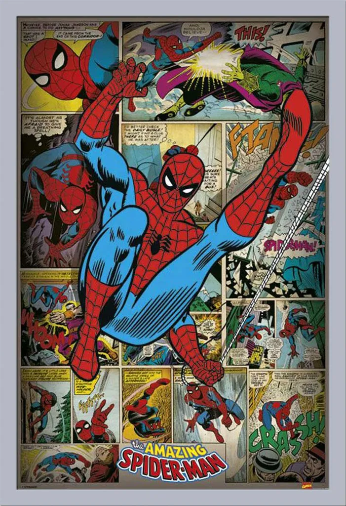 Set Regalo Spider-Man Retro: Poster Maxi + Cornice Argento Shinsuke