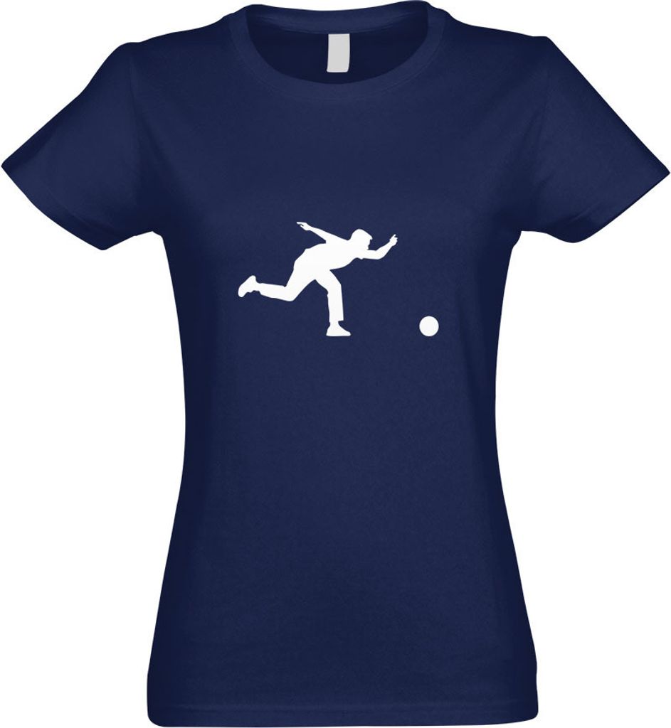 Kiwistar - T-Shirt tailliert - Damen - Navy - Bowling Kegeln Figur Spieler - mit Motiv Bedruckt - Funshirt Design - Sport - Freizeit - Damen - M