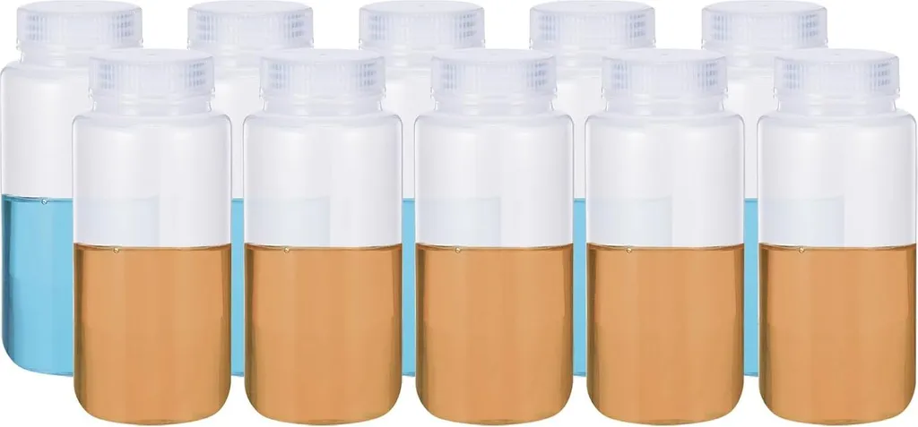 Lot de 15 bouteilles de laboratoire 500 ml PP à col large avec bouchon