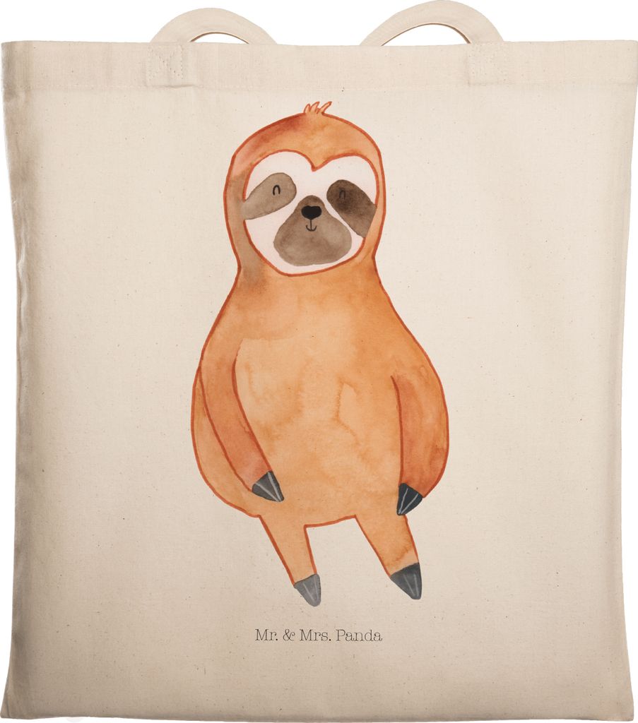 Mr. & Mrs. Panda canvas tasche Faultier Zufrieden - Transparent - Geschenk, Schultasche, Büchertasche, Happy, Glücklich, Beutel, Tote Bag, Einkau...