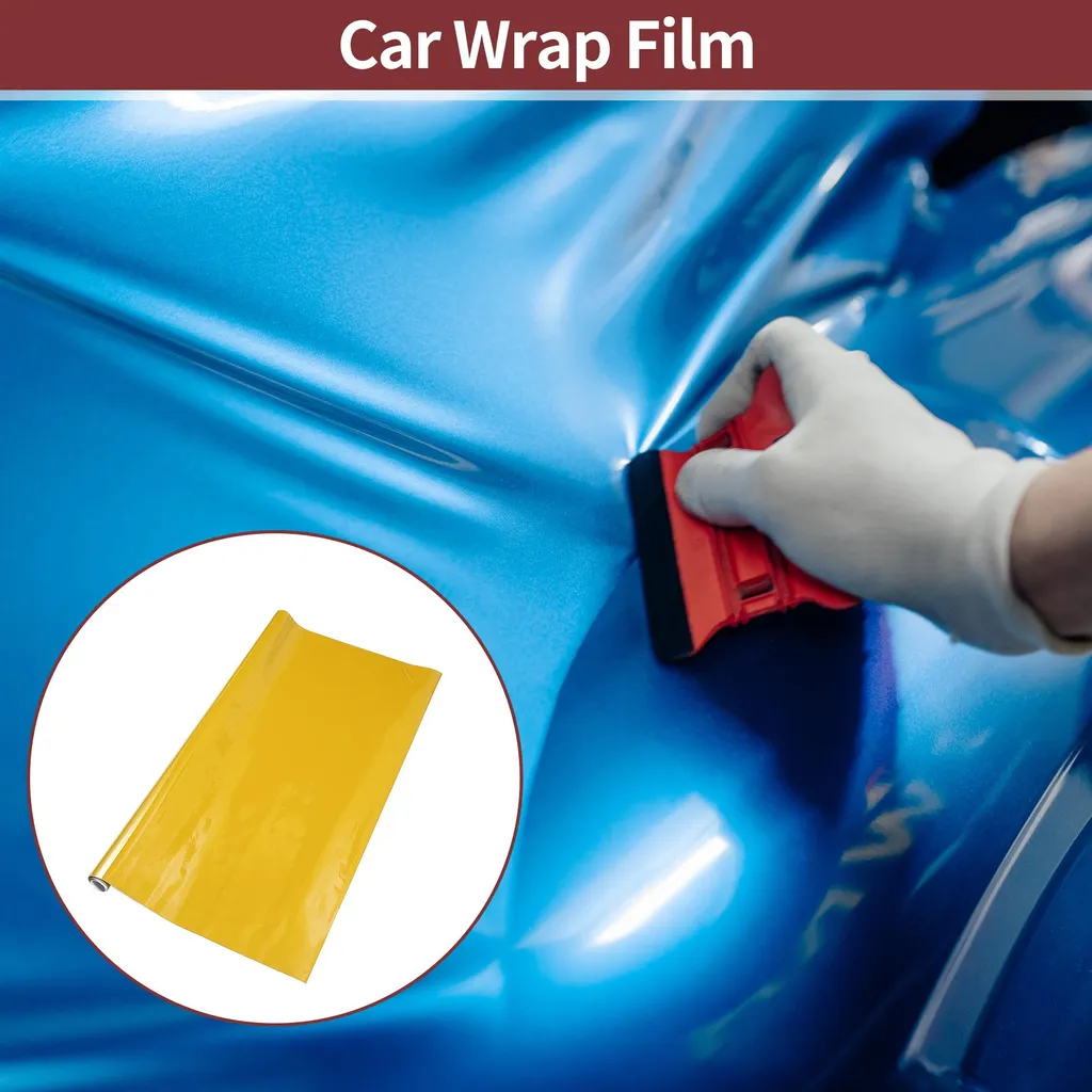 Film de Protection Vinyle Jaune pour Voiture 120x152cm PVC Universel