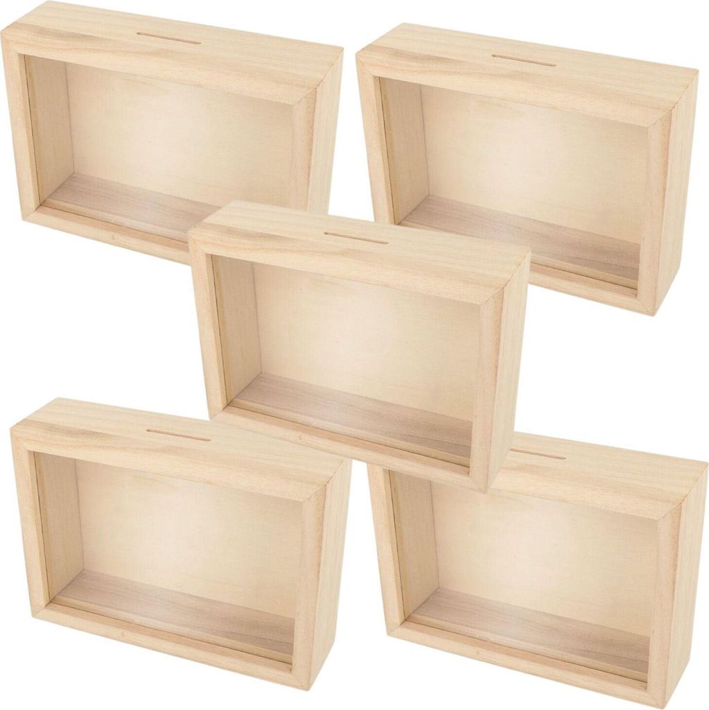 5 Holzrahmen-Sparschweine zum Anpassen 12 x 17 cm Produktbild 