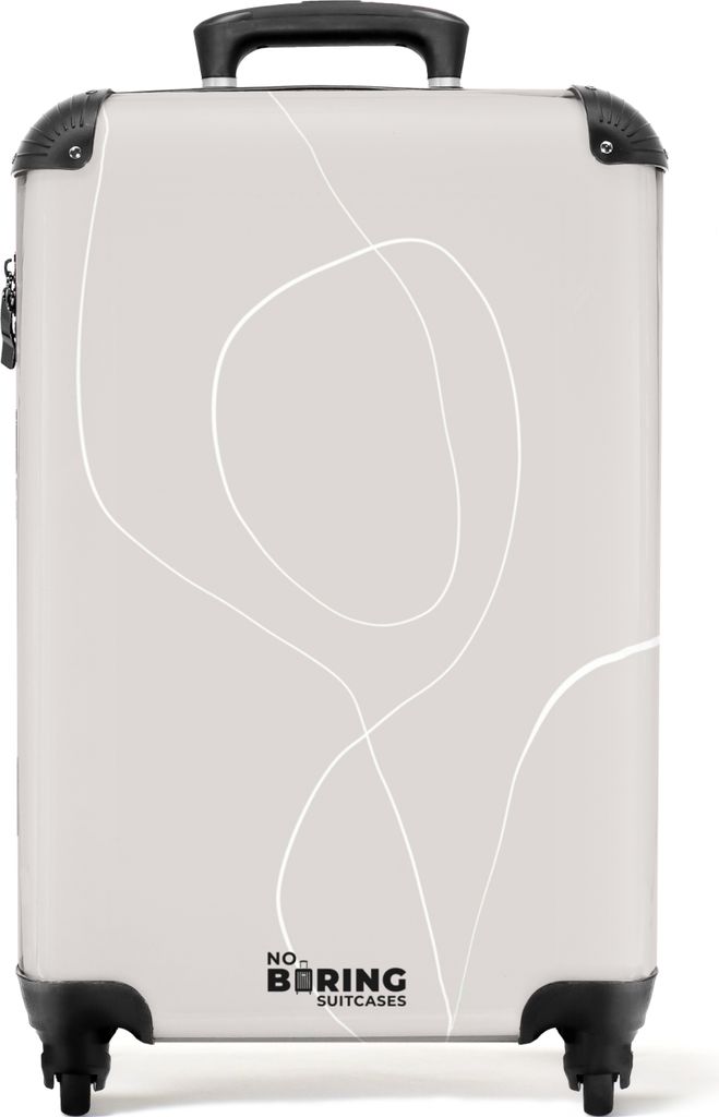 NoBoringSuitcases.com Koffer Handgepäck Trolley Rollkoffer Kleine Reisekoffer mit 4 Rollen - Beige - Weiß - Abstrakt - Kunst - Cabin Size < 55x...