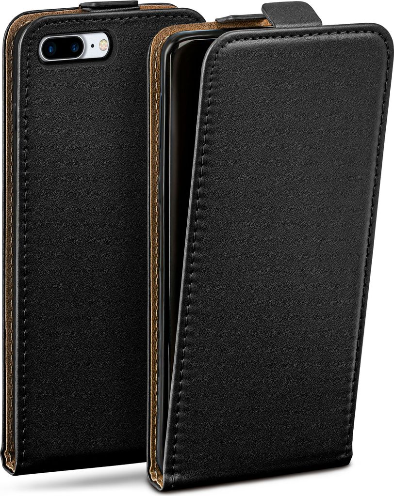 moex Flip Case kompatibel mit iPhone 7 Plus / iPhone 8 Plus - Hülle mit 360 Grad Schutz, Schwarz