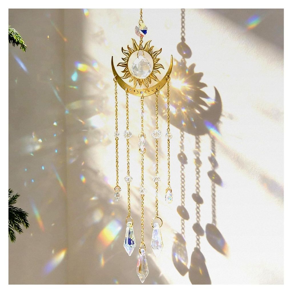 Kristall Sonnenfänger für ein Wohlfühlambiente - Fensterdeko zum Hängen - Gartendeko mit Prismeneffekt