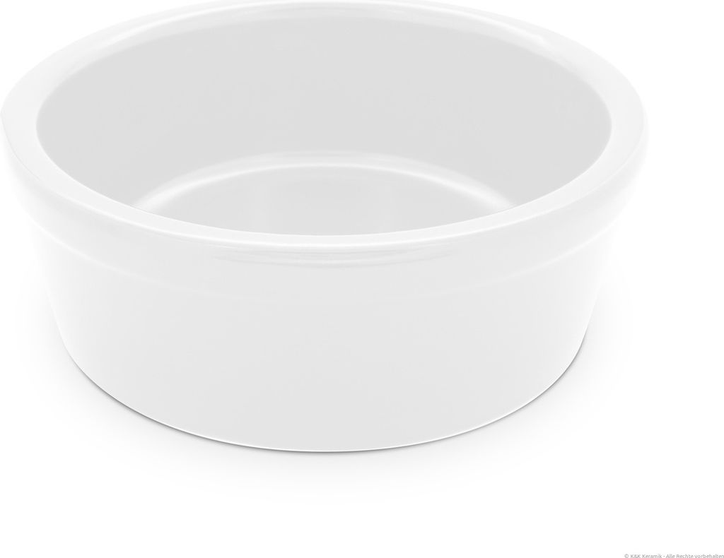 KERAZO 3,8 Liter Hunde Napf Fressnapf Wassernapf 28x11 cm aus robuster, schwerer Keramik, Farbe: WEISS