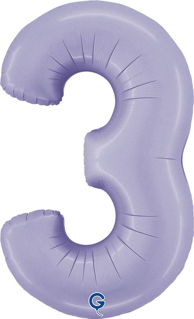 Riesenzahl Folienballon 40"/102cm | Satin Lilac Zahl: 3