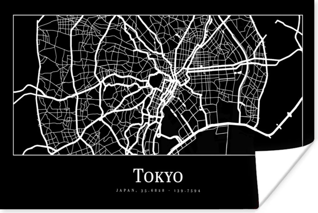 MuchoWow Poster Karte - Tokio - Stadtplan - Karte 30x20 cm - Plakate - Print