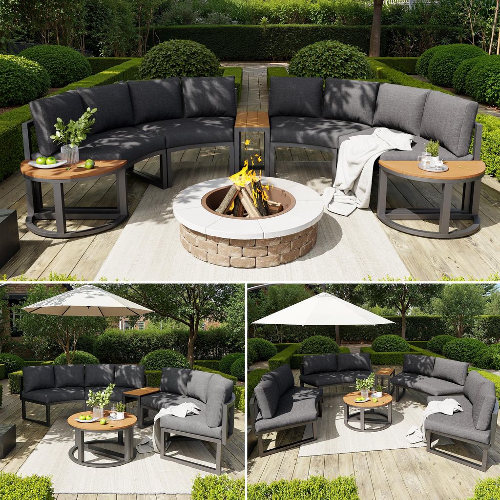 6-teiliges Gartenmöbel-Set Metall & Olifen Lounge-Set Produktbild 