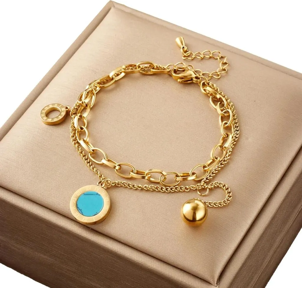 Bracciale Doppio Oro 18K Acciaio Inox 316L | Waterproof & Tarnish Free