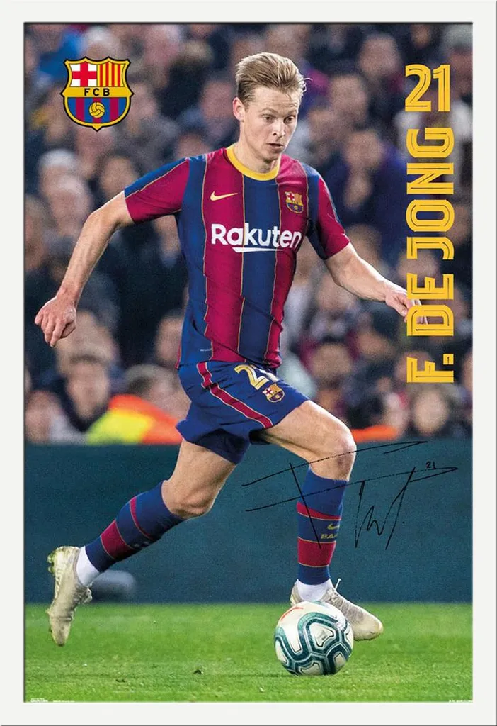Quadro FC Barcelona De Jong 2021 | Cornice Shinsuke Bianco Maxi MDF