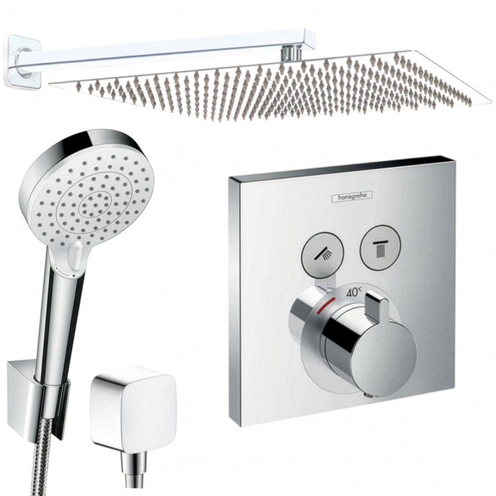 Hansgrohe und Jowi Unterputz Duschsystem ShowerSelect Thermostat, Unterputz Duscharmatur mit 360mm Kopfbrause, OHNE iBox