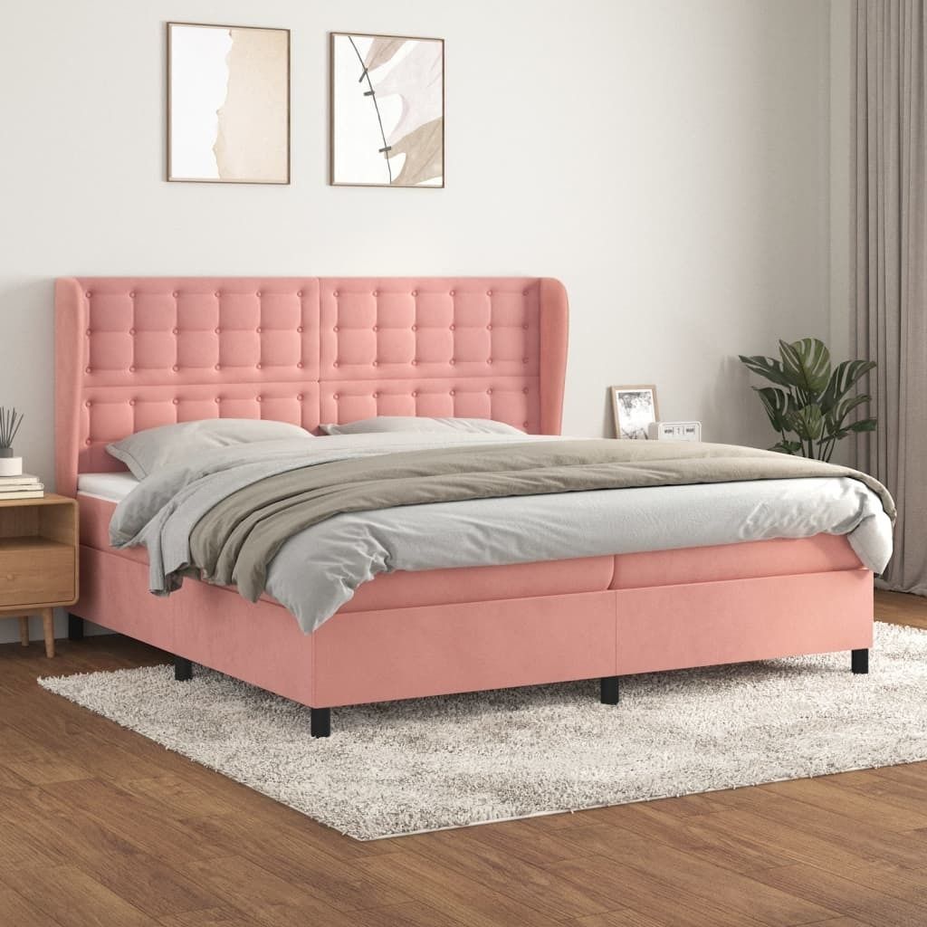 vidaXL Boxspringbett mit Matratze Rosa 200x200 cm Samt - Boxspringbett - Boxspringbetten - Bett - Schlafzimmermöbel
