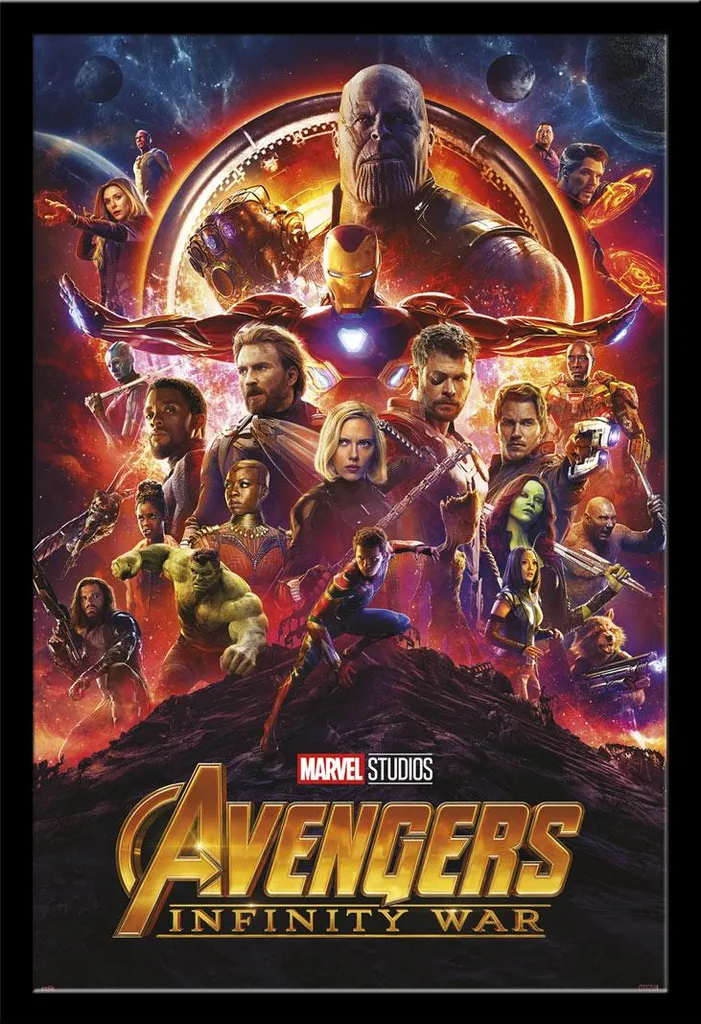Tableau Marvel Avengers Infinity War encadré sous verre acrylique noir