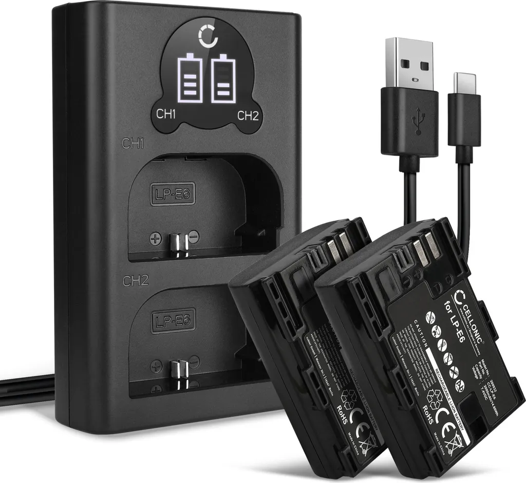 Kit Energia CELLONIC LP-E6NH per Blackmagic 4K e Canon R5/R6