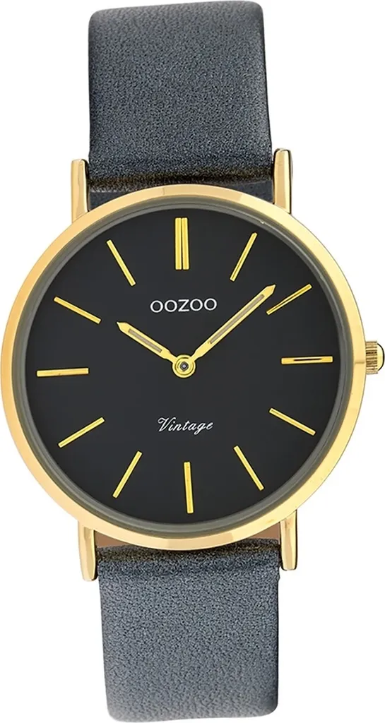 Montre Oozoo Femme C9974 Analogique Vintage avec Bracelet Cuir Gris Foncé