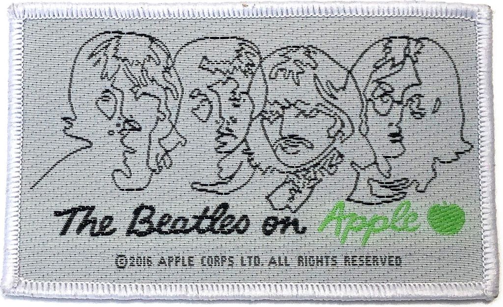 The Beatles - Patch "On Apple", gewebter Stoff RO8179 (Einheitsgröße) (Weiß/Schwarz)