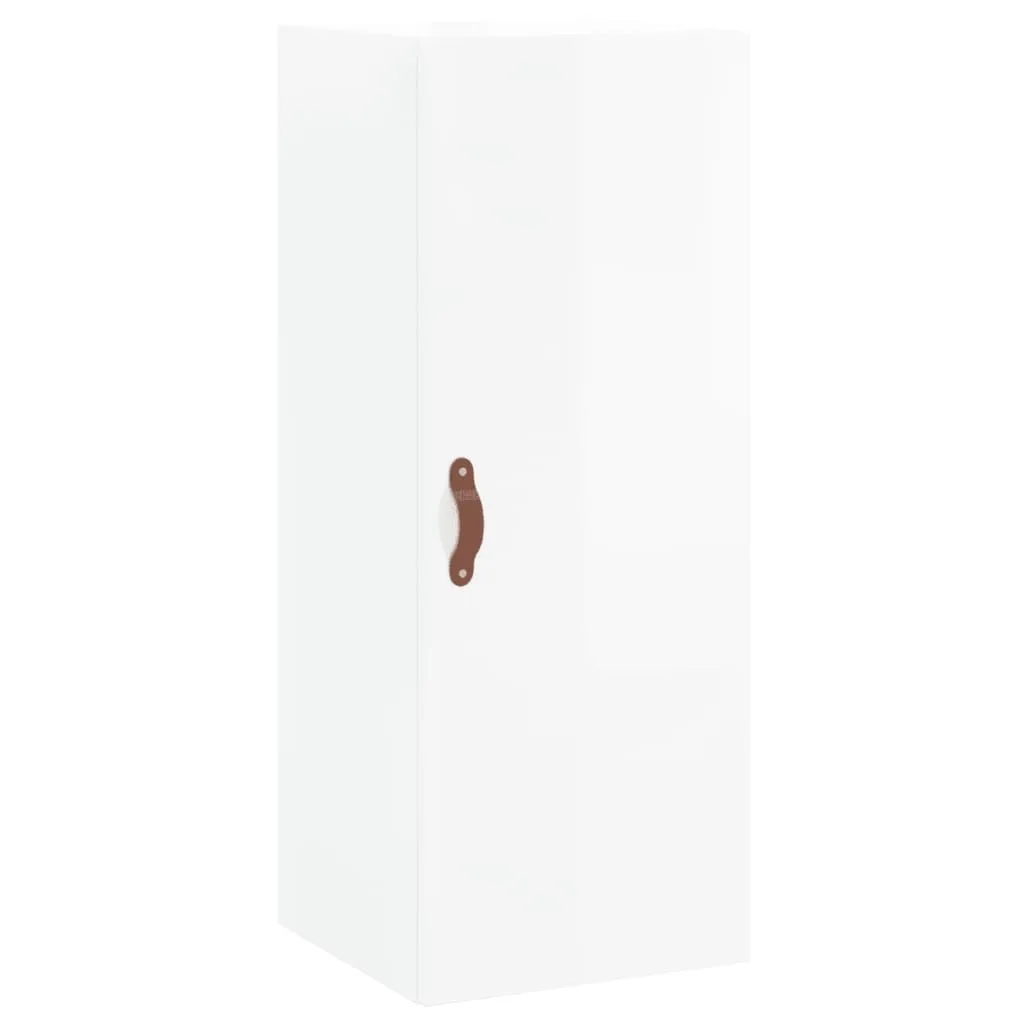 Armadio a Muro Bianco Lucido 34,5x34x90 cm | Mobile Pensile Salvaspazio