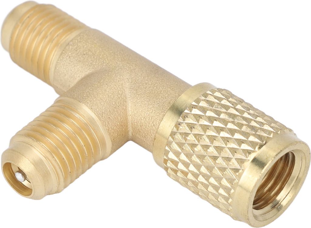 Schnellkupplungs-T-Stück Adapter mit Ventilkern Messing 1/4in SAE Robuste Struktur für R22 R12 R134