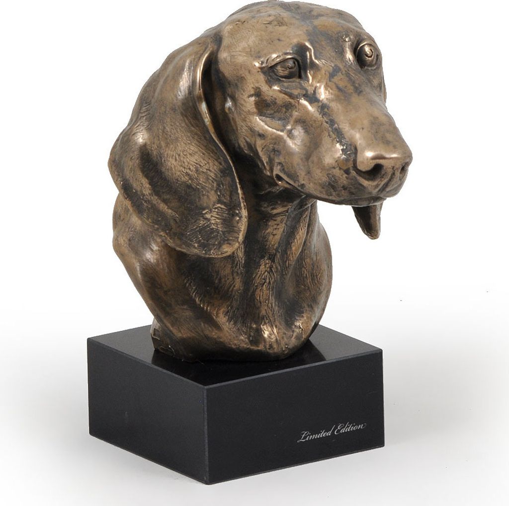 Dackel - Hundestatue, Büste auf Steinsockel, Skulptur, Trophäe für Hundeausstellung der Marke Art-Dog