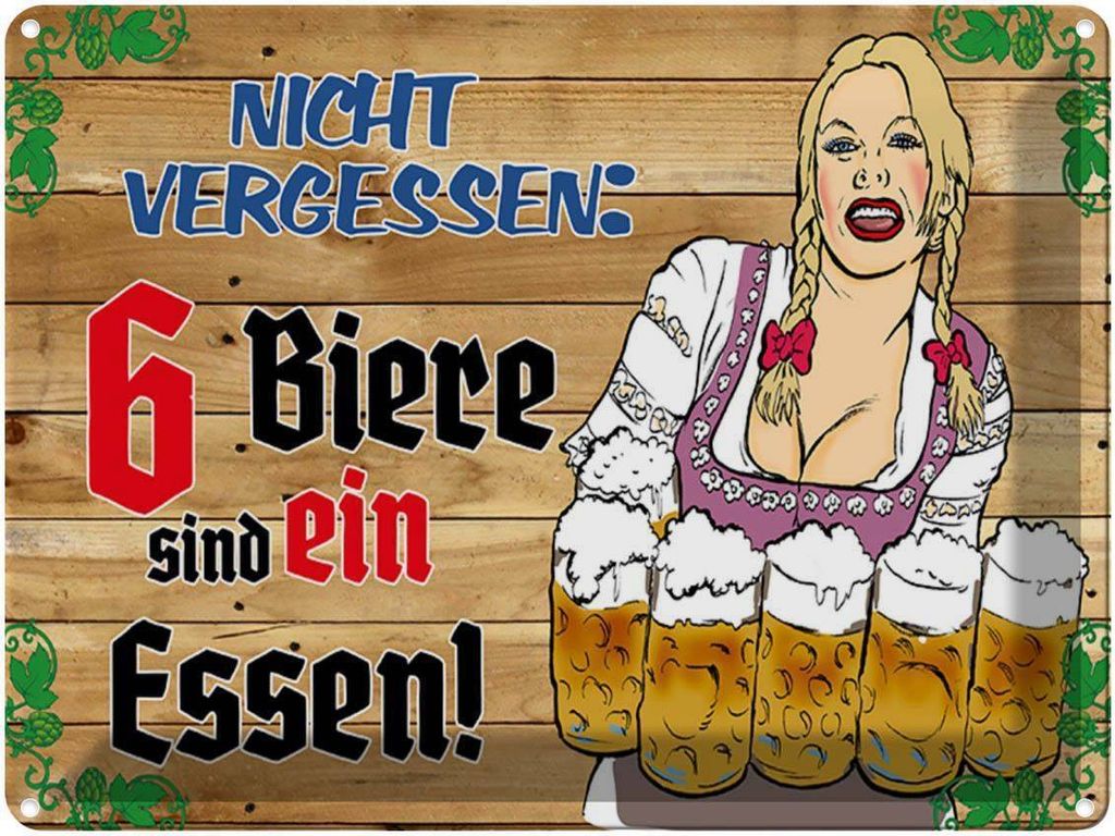 vianmo Blechschild 30x40 cm 6 Biere sind ein Essen Spruch Zitat