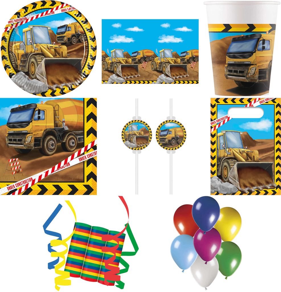 157-tlg. Set Kindergeburtstag Party Feier Fete Deko Motto Baustelle