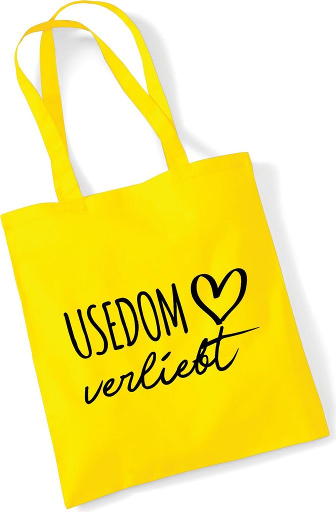 Huuraa Jutebeutel Usedom verliebt 10 Liter Yellow Baumwolle Tasche Geschenkidee