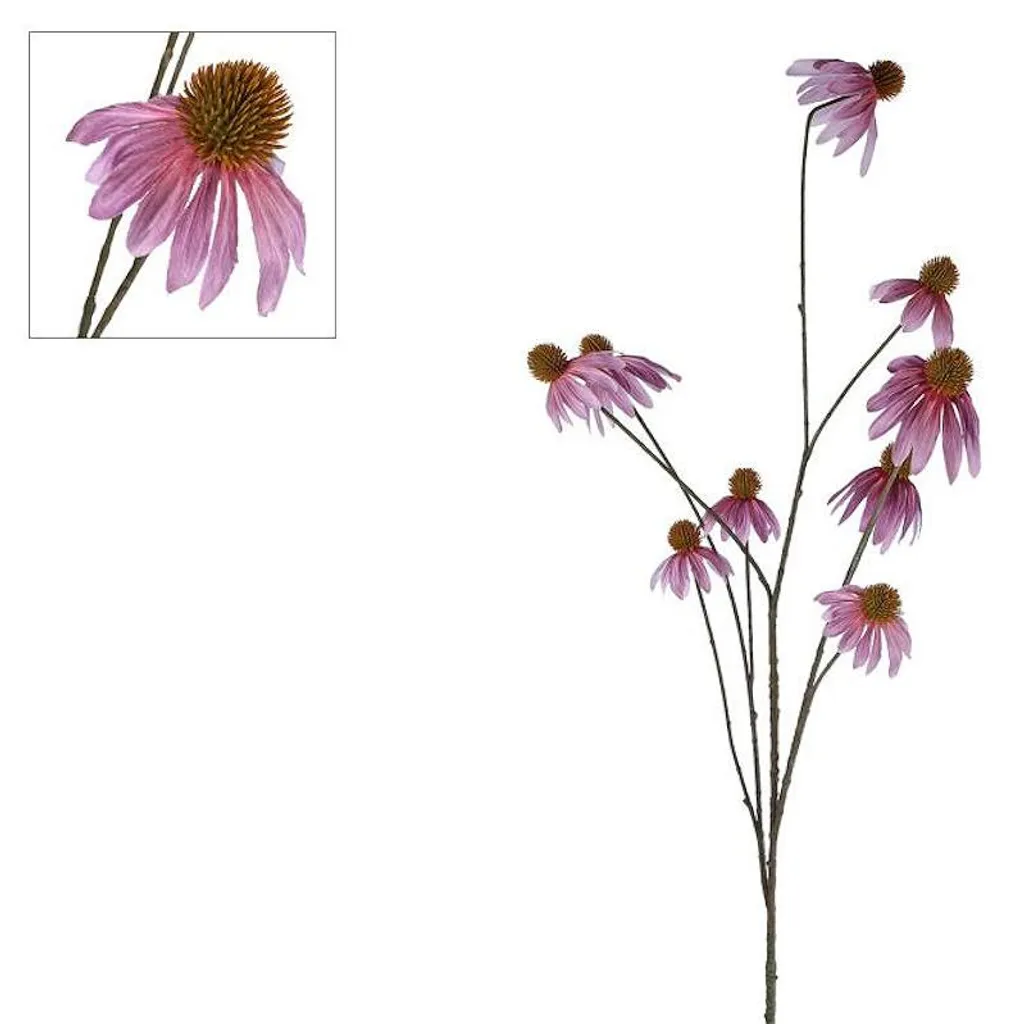 Décoration florale Echinacea lilas 123cm pour ambiance chaleureuse
