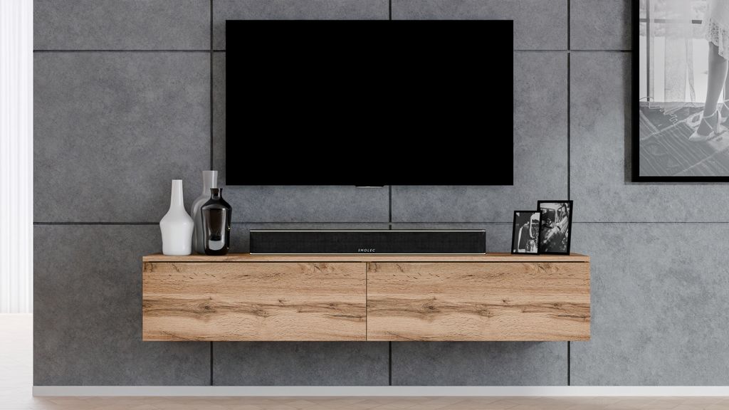 AX LIVING TV Board Loriano 180 modernes Designer Lowboard Eiche Wotan