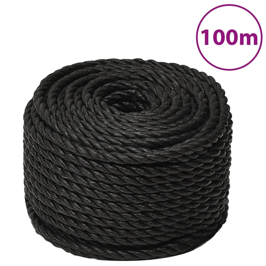 Corde noire 16 mm haute résistance en polypropylène longueur 100 mètres