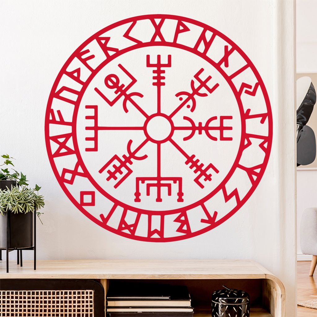 Wikingerkompass Runen Wandtattoo Wandaufkleber Wall Sticker - Dekoration, Küche, Wohnzimmer, Schlafzimmer, Badezimmer