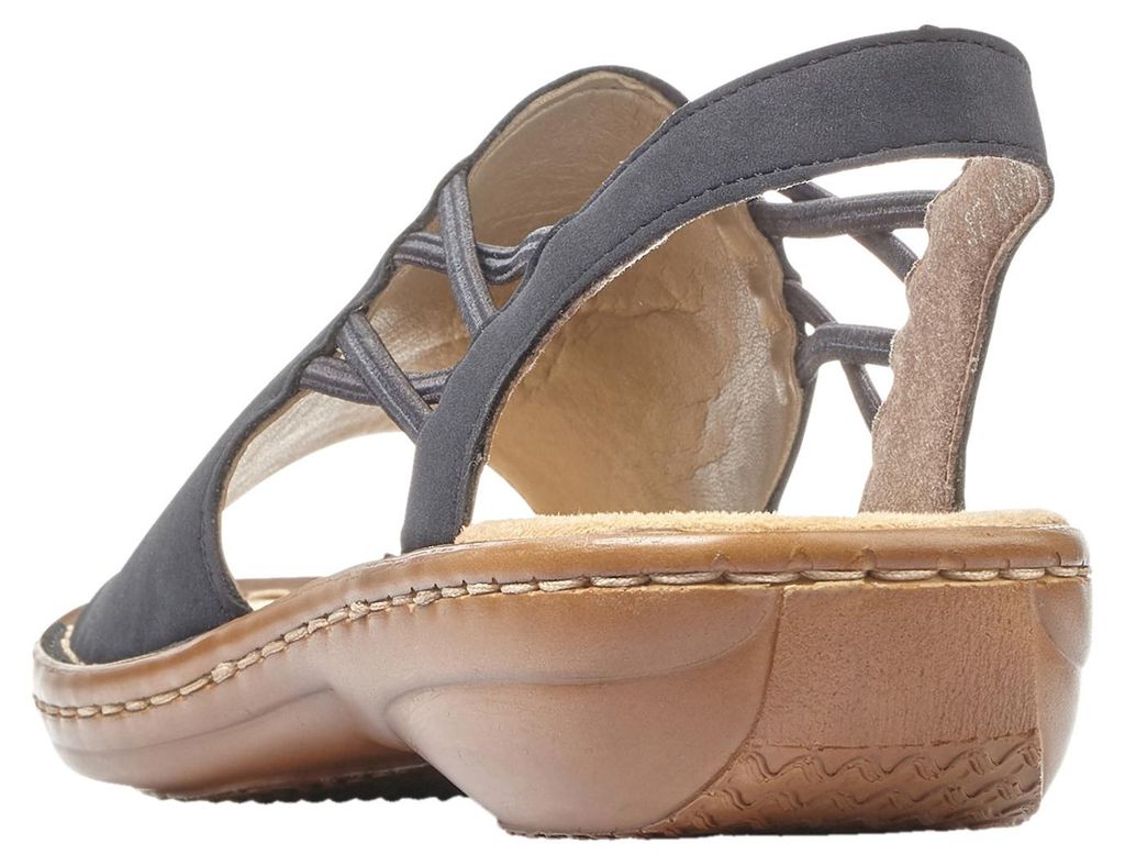 Rieker Damen Sandalen mit Hochfront und Gummizug Riemen 608D1, Größe:42 EU, Farbe:Blau