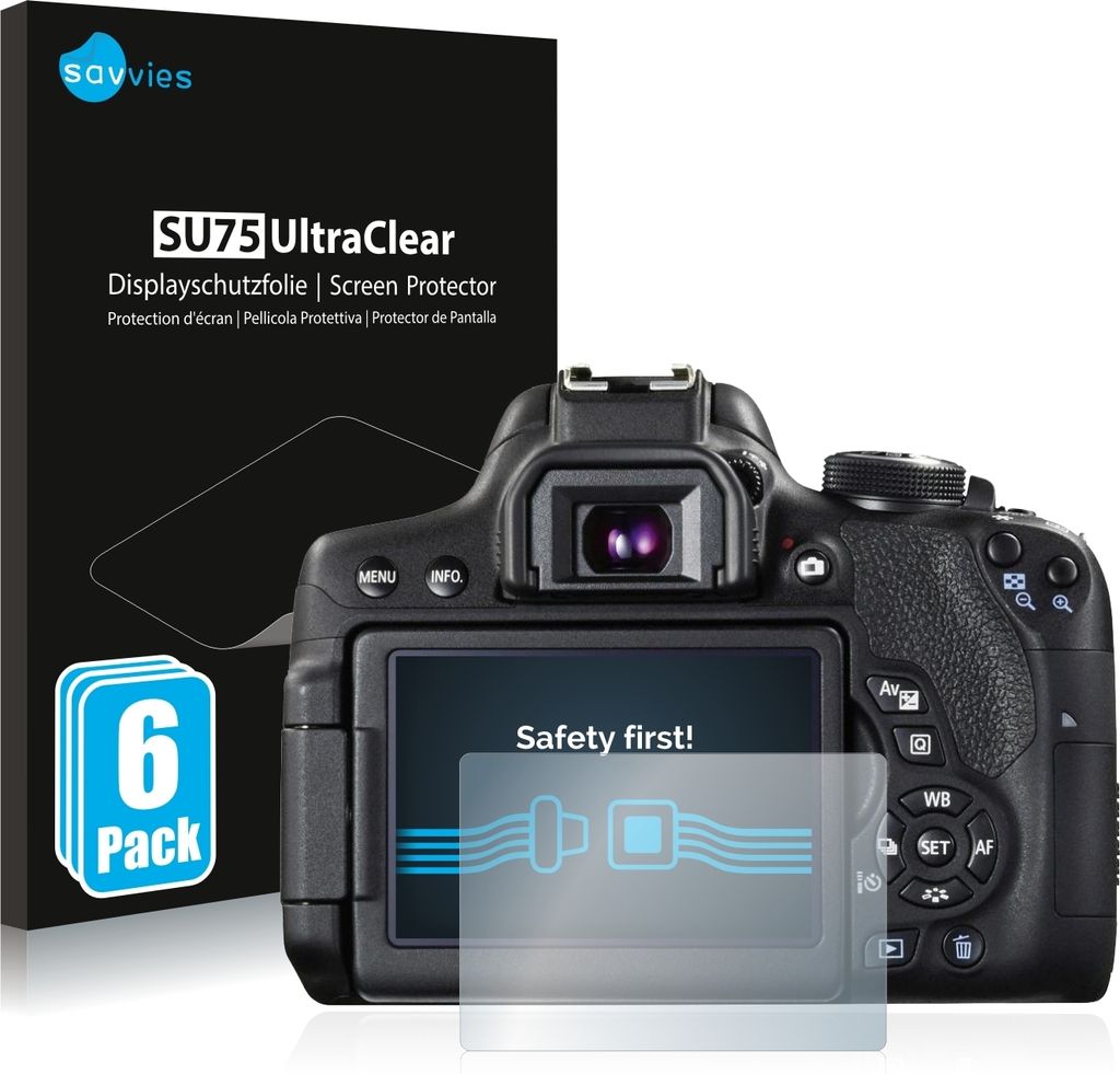 6x Für Canon EOS 750D Schutzfolie Savvies Displayschutz Display Schutz Folie Klar Transparent