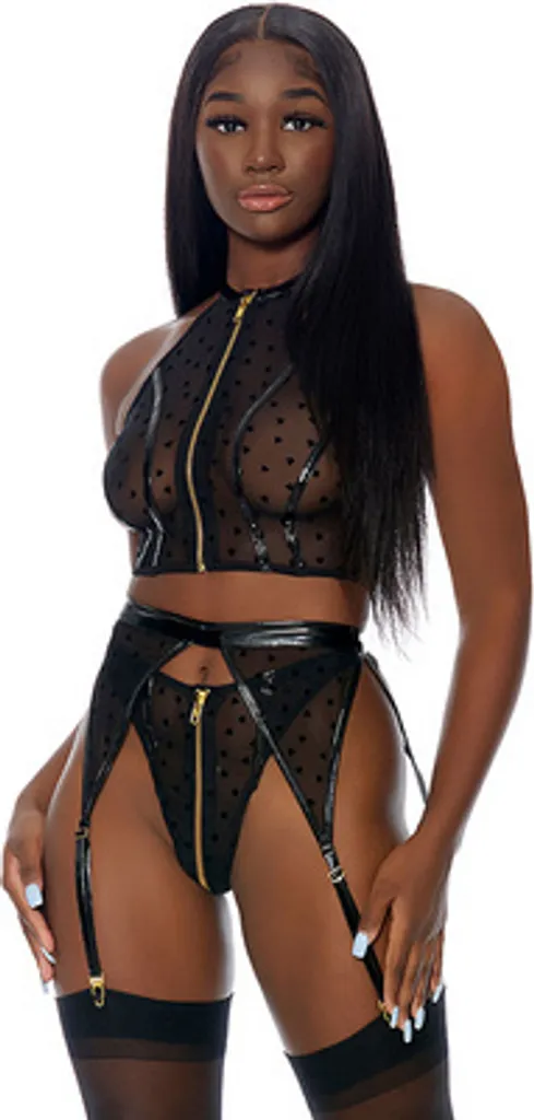 Ensemble de Lingerie Fine pour Femme XL - Parure I Heart You Brodée