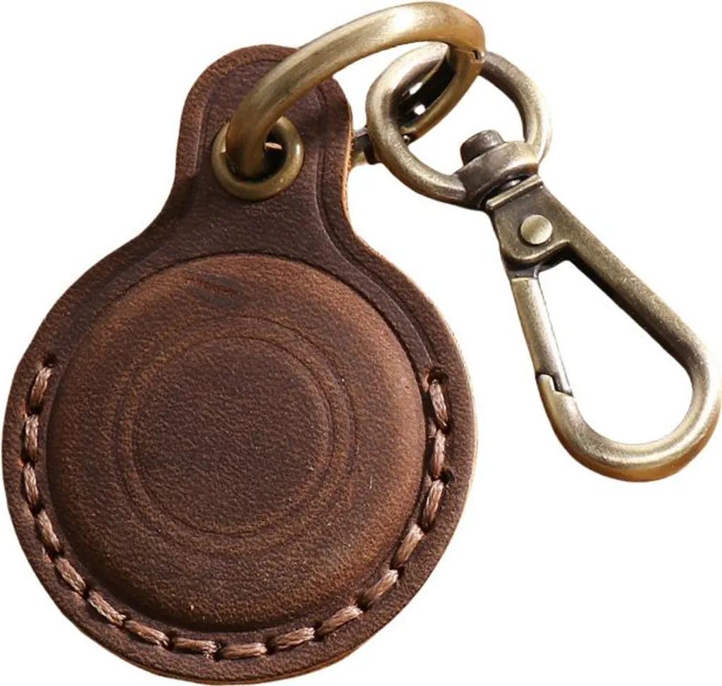 Custodia INF in Pelle Premium per Apple AirTag Caffè - Protezione Chic