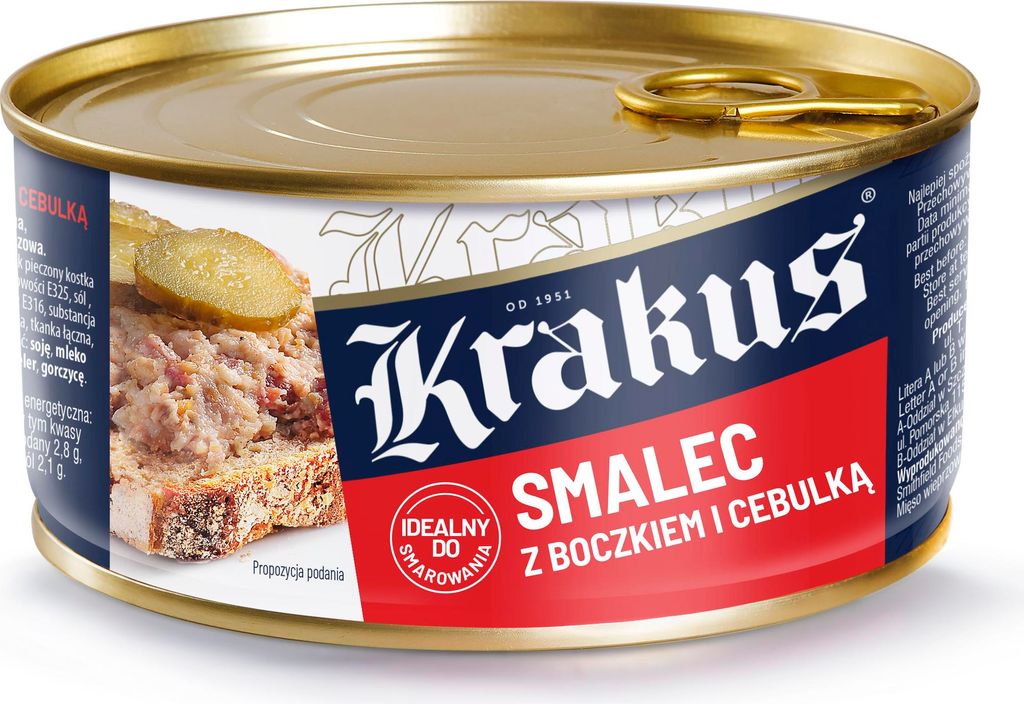 A can of Krakus Smalec with bacon and onion.